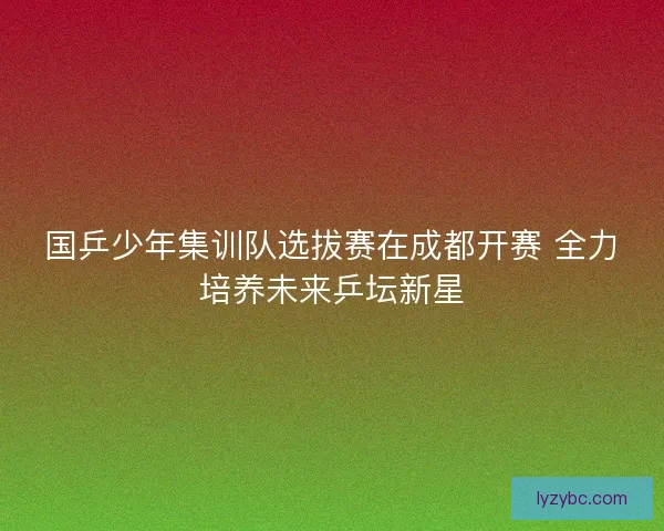 国乒少年集训队选拔赛在成都开赛 全力培养未来乒坛新星