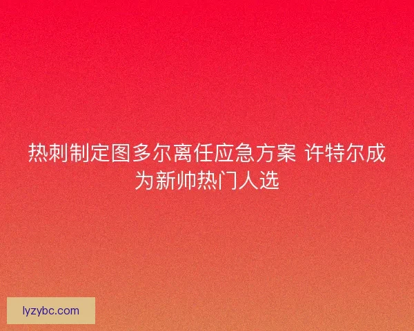热刺制定图多尔离任应急方案 许特尔成为新帅热门人选 热刺制定图多尔离任应急方案 许特尔成为新帅热门人选
